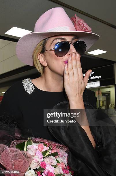 Lady Gaga is seen upon arrival at Narita International Airport on November 1, 2016 in Narita, Japan.