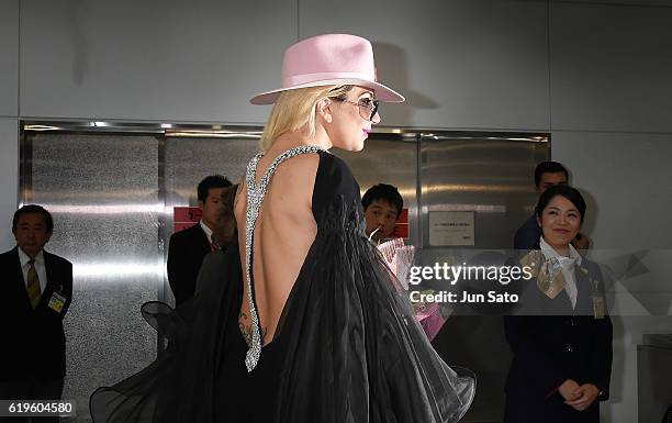 Lady Gaga is seen upon arrival at Narita International Airport on November 1, 2016 in Narita, Japan.