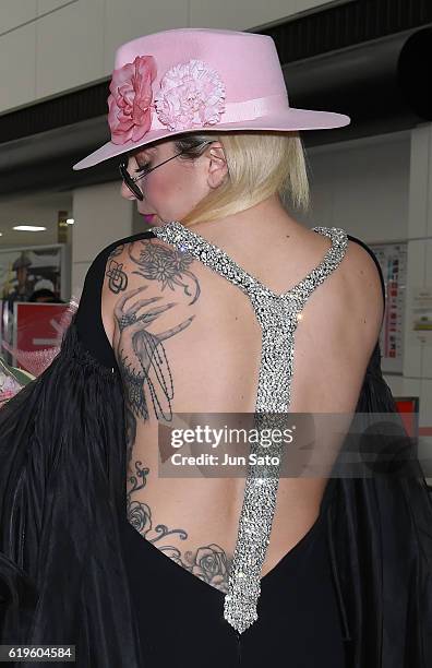 Lady Gaga is seen upon arrival at Narita International Airport on November 1, 2016 in Narita, Japan.