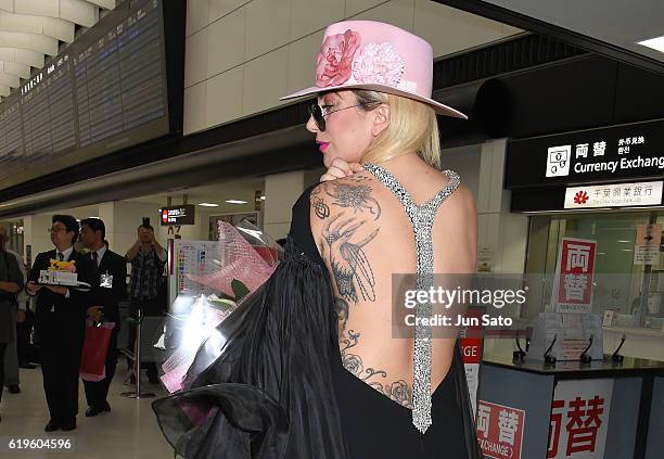 Lady Gaga is seen upon arrival at Narita International Airport on November 1, 2016 in Narita, Japan.