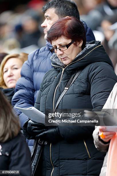 Spectators listen to the Holy Mass with Pope Francis at the Swedbank Stadion on November 1, 2016 in Malmo, Sweden. The Pope is on 2 days visit...