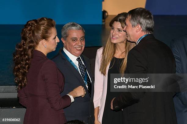 Wife of King Mohammed VI of Morocco, Princess Lalla Salma and Princess Dina Mired of Jordan attend the World Cancer Congress at Palais des Congres on...