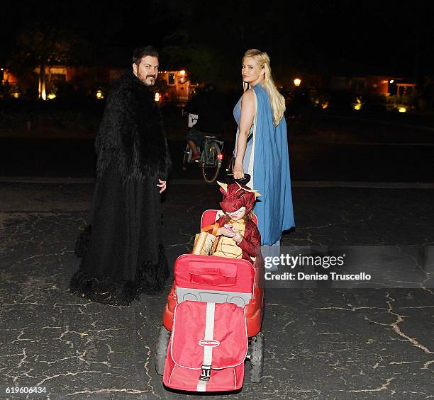 Pasquale Rotella , Holly Madison and their daughter Rainbow Aurora Rotella celebrate Halloween on October 31, 2016 in Las Vegas, Nevada.