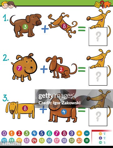Basic Addition Graphic Addition Educational Activity For Kids High-Res Vector Graphic - Getty ...