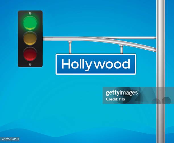 stockillustraties, clipart, cartoons en iconen met hollywood boulevard street intersection sign - hollywood californië