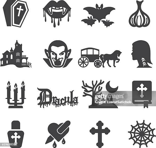 dracula silhouette icons | eps10 - transylvania stock illustrations