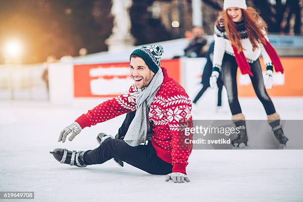 i'm still learning how to skating on ice - man skating stock pictures, royalty-free photos & images