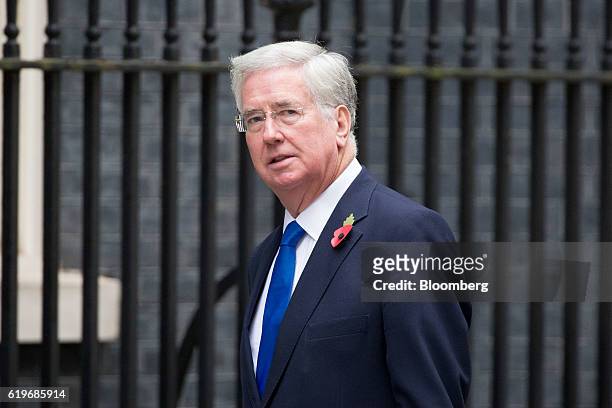 Michael Fallon, U.K. Defense secretary, arrives for the weekly cabinet meeting at 10 Downing Street in London, U.K., on Tuesday, Nov. 1, 2016. Japan...