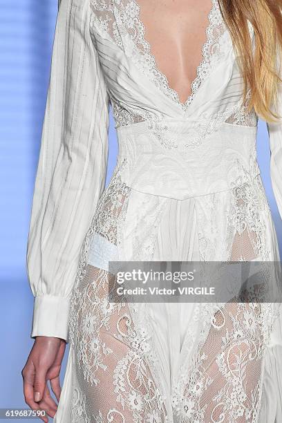 Model walks the runway during the Samuel Cirnansk show at Sao Paulo Fashion Week Fall/Winter 2017 on October 27, 2016 in Sao Paulo, Brazil.