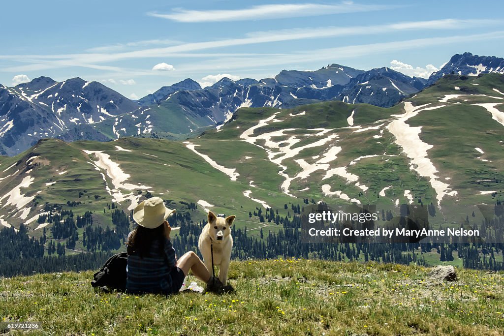 Mountainside Lunch Spot with Dog