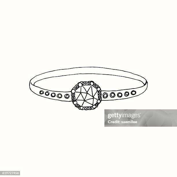 ring drawing - diamond ring stock illustrations
