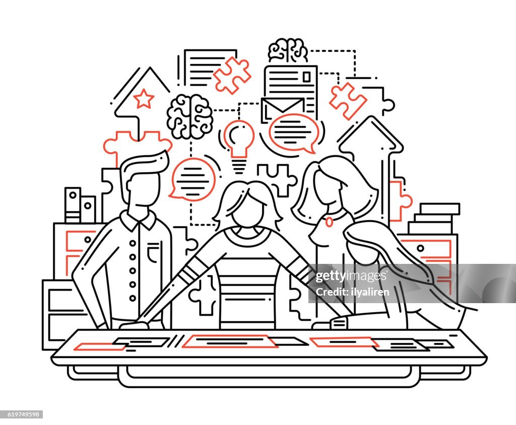 Creative Process Line Design Illustrationn High-Res Vector Graphic ...