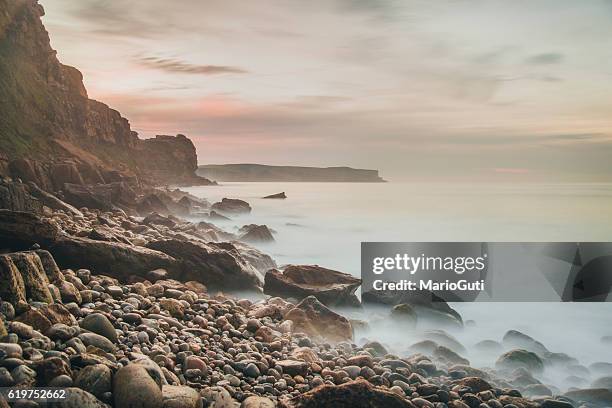 coastside at sunset - rocky coastline stock pictures, royalty-free photos & images