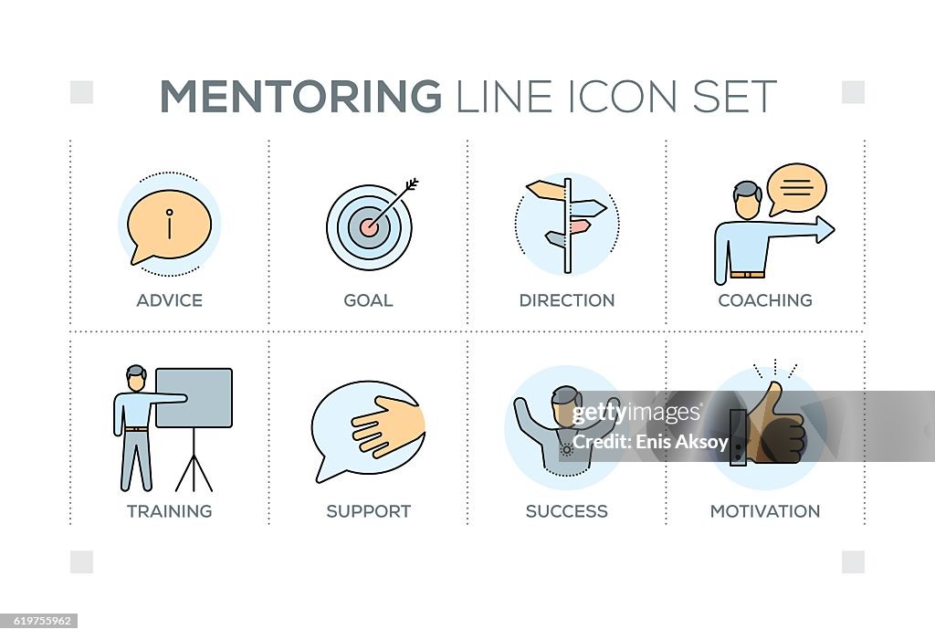 Mentoring keywords with line icons