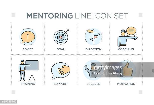 mentoring keywords with line icons - small business training stock illustrations