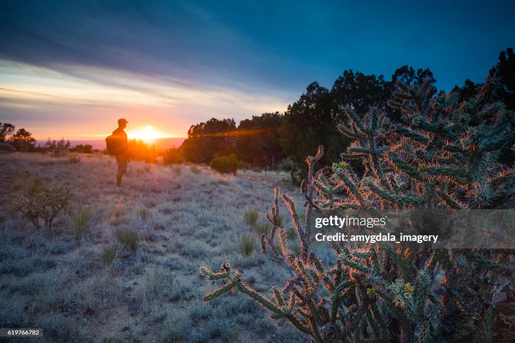 Nature man dramatic landscape sunlight