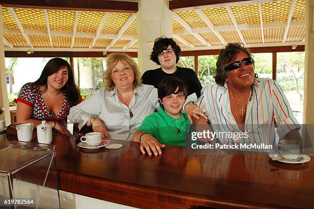 Melissa Feliciano, Susan Feliciano, Michael Feliciano, John Feliciano and Jose Feliciano Family Portrait at Raffles Resort Canouan Island at Raffles...