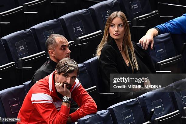 Czech model and wife of Czech Republic's Tomas Berdych Ester Satorova and Goran Ivanisevic , former Croatian tennis player and Berdych's coach,...