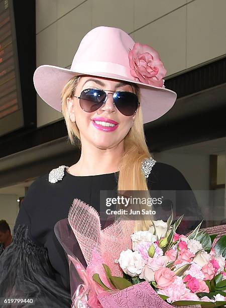 Lady Gaga is seen upon arrival at Narita International Airport on November 1, 2016 in Narita, Japan.