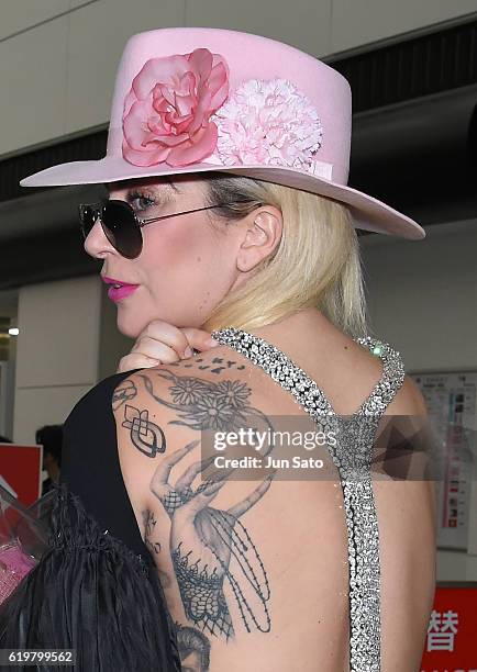 Lady Gaga is seen upon arrival at Narita International Airport on November 1, 2016 in Narita, Japan.