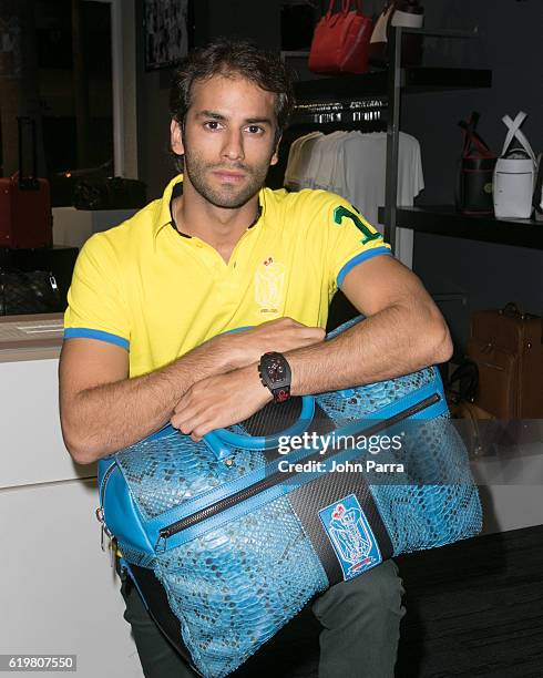 Felipe Nasr, Brazilian Formula One driver and brand ambassador for Felio Siby presents the limited edition Felip Nasr Watch at the Felio Siby...