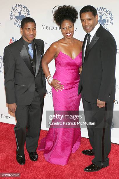 Malcolm Washington, Pauletta Washington and Denzel Washington attend 30th Anniversary Carousel Of Hope Ball Benefiting The Barbara Davis Center For...