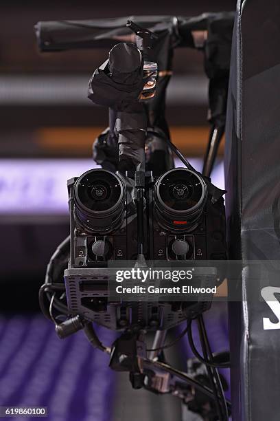 Close up shot of the NextVR Cameras before the San Antonio Spurs game against the Sacramento Kings on October 27, 2016 at the Golden 1 Center in...