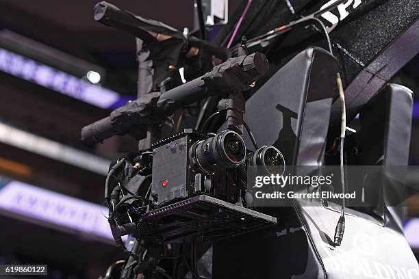 Close up shot of the NextVR Cameras before the San Antonio Spurs game against the Sacramento Kings on October 27, 2016 at the Golden 1 Center in...