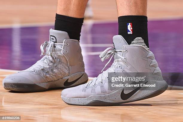 The shoes of Pau Gasol of the San Antonio Spurs during the game against the Sacramento Kings on October 27, 2016 at the Golden 1 Center in...