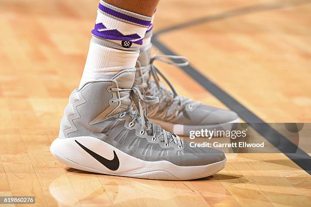 The shoes of Garrett Temple of the Sacramento Kings during the game against the San Antonio Spurs on October 27, 2016 at the Golden 1 Center in...