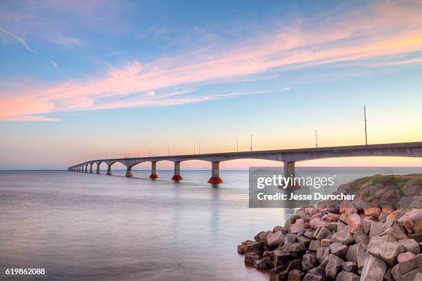 confederation bridge at sunset - prince edward island stock pictures, royalty-free photos & images
