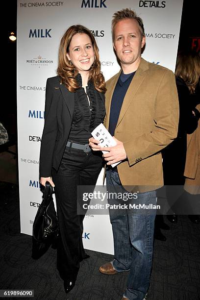 Jenna Fischer and Lee Kirk attend THE CINEMA SOCIETY & DETAILS host a screening of "MILK" at Landmark Sunshine Theater on November 18, 2008 in New...