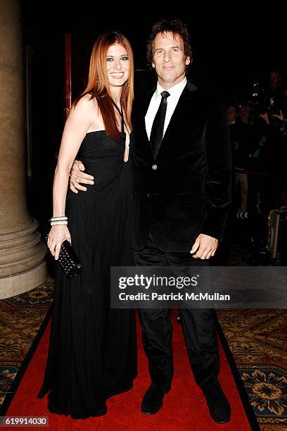 Debra Messing and Hart Bochner attend The Fashion Group International "NIGHT OF STARS" 2008 Gala: The Alchemists at Cipriani Wall Street on October...