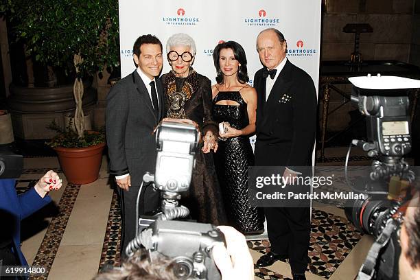 Michael Feinstein, Iris Apfel, Katherine Oliver and Mario Buatta attend "LIGHT YEARS" - LIGHTHOUSE INTERNATIONAL Salutes the Arts at Cipriani 42nd...