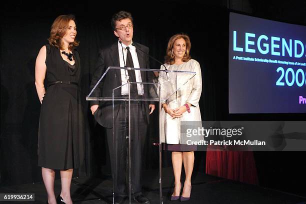 Amy Cappellazzo, Kurt Andersen and Marjorie Kuhn attend LEGENDS 2008: A PRATT INSTITUTE Scholarship Benefit Honoring Icons of Art and Design at Pier...