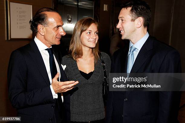 Robert Rufino, Tanya Ryzhenko and Andrew Borrok attend TIFFANY Celebrates Dining in Style With ALPHA WORKSHOPS at Tiffany & Co on October 16, 2008 in...