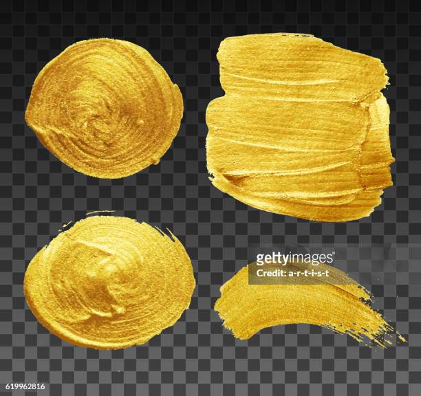 golden brush strokes collection - gold paint stock illustrations