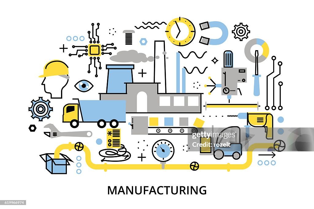 Manufacturing Process Inage Concept Manufacturing Process For Graphic And Web Design High-Res ...