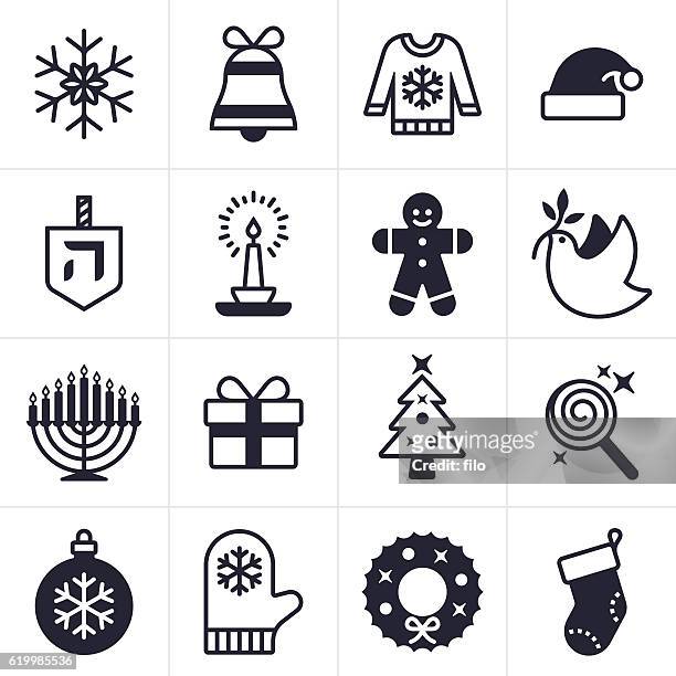 ilustraciones, imágenes clip art, dibujos animados e iconos de stock de iconos y símbolos de vacaciones - sweater
