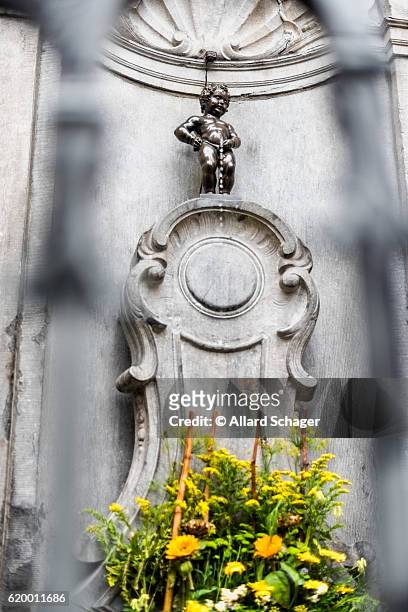 manneken pis statue in brussels belgium - brussels hoofdstedelijk gewest stock pictures, royalty-free photos & images