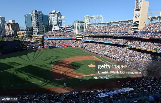 General interior view of PETCO Park during the 87th MLB All-Star Game at PETCO Park on July 12, 2016 in San Diego, California. The American League...