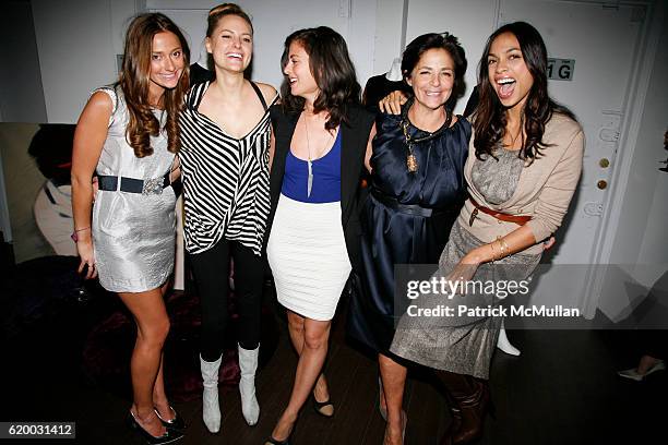 Marina Albright, Aimee Mullins, Nina Clemente, Irene Albright and Rosario Dawson attend NINA CLEMENTE Hosts the Openiong of MINA Art + Fashion at...