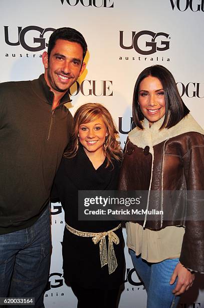 Jorge Posada, Shawn Johnson and Laura Posada attend UGG Australia Grand Opening hosted by VOGUE at UGG Upper West Side NYC on December 4, 2008.