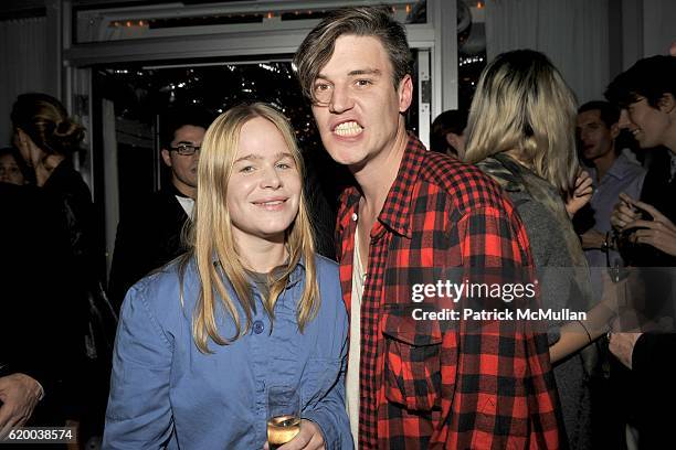 Hanna Liden and Nate Lowman attend INTERVIEW MAGAZINE Party to Celebrate the ART ISSUE - DINNER at The Mondrian on December 4, 2008 in Miami, FL.