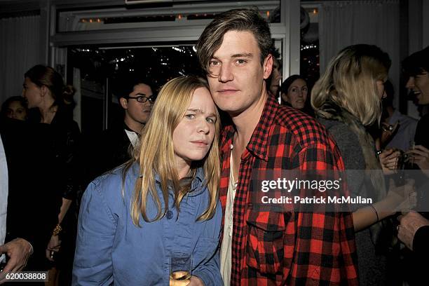 Hanna Liden and Nate Lowman attend INTERVIEW MAGAZINE Party to Celebrate the ART ISSUE - DINNER at The Mondrian on December 4, 2008 in Miami, FL.