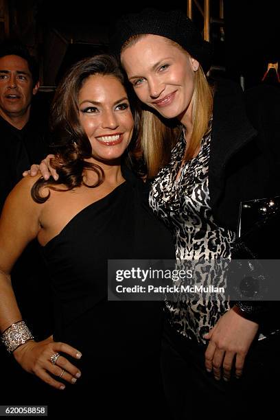 Andrea Bernholtz and Natasha Henstridge attend ROCK AND REPUBLIC - NOIR Fall/Winter 2008 Fashion Show at The Tent on February 2, 2008 in New York...