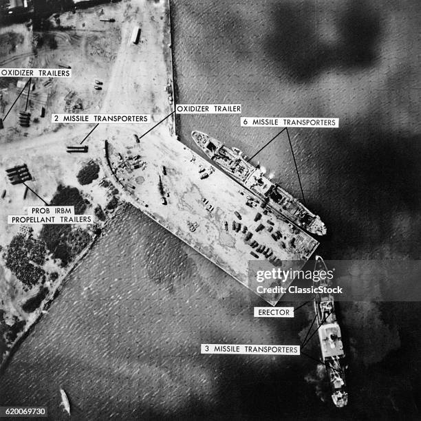 1960s NOVEMBER 5 1962 PHOTO REVEALS MISSILE EQUIPMENT NOW LOADED ON FREIGHTERS PREVIOUSLY ON DOCKSIDE CUBAN MISSILE CRISIS