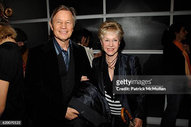 Michael York and Patricia McCallum attend GAGOSIAN GALLERY Exhibition for JULIAN SCHNABEL at Gagosian Gallery on February 21, 2008 in Beverly Hills,...