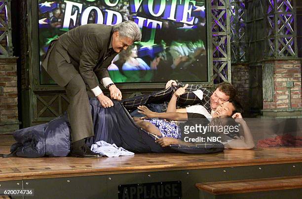 Episode 2444 -- Pictured: Host Jay Leno, actor Gary Coleman, and audience members during the "You Vote For It" segment on March 5, 2003 --