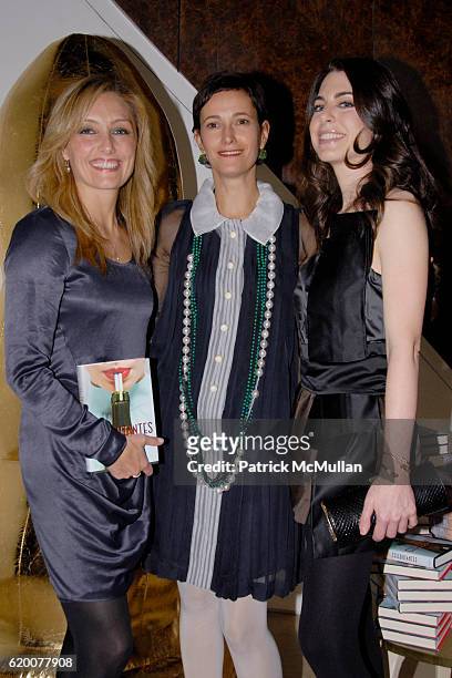 Ruthanna Hopper, Jeanne Greenberg Rohatyn and Amanda Goldberg attend JIMMY CHOO Hosts CELEBUTANTES Dinner at Private Residence on February 5, 2008 in...